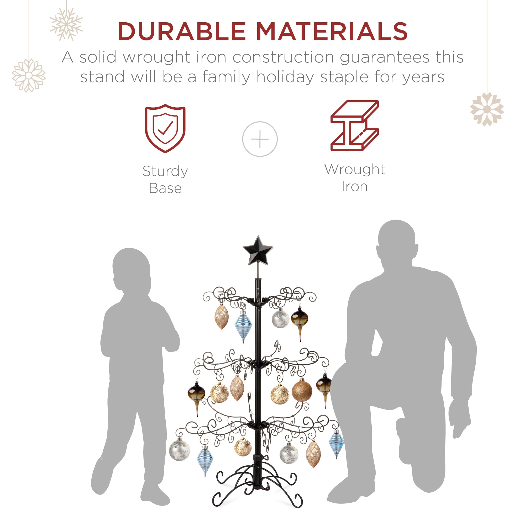 Best Choice Products 3ft Wrought Iron Ornament Display Christmas Tree w/Easy Assembly and Stand - Black